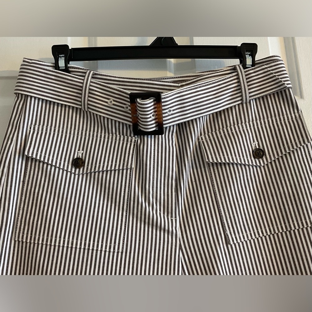 LOFT Black and White Striped Wide Leg Pants